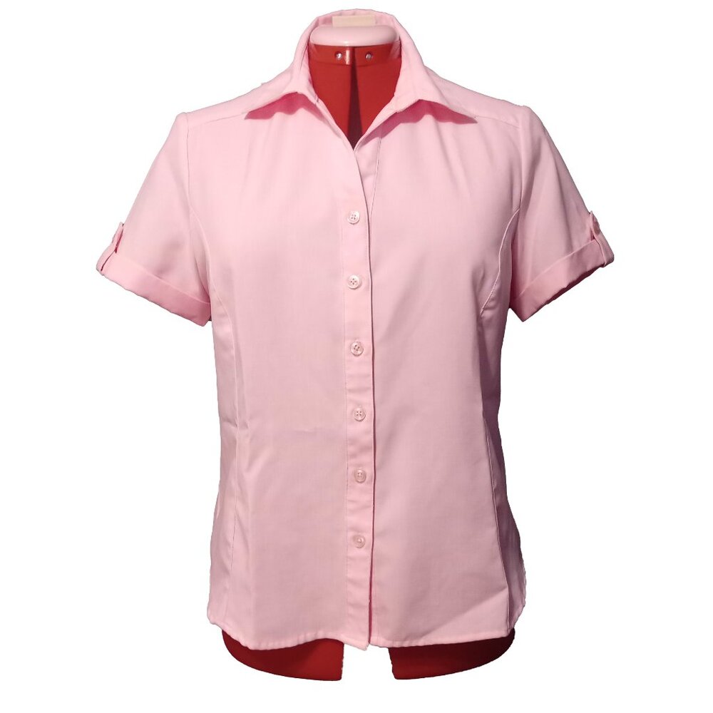 Haggar Petite Pink Button Down Short Sleeve Dress Shirt US M